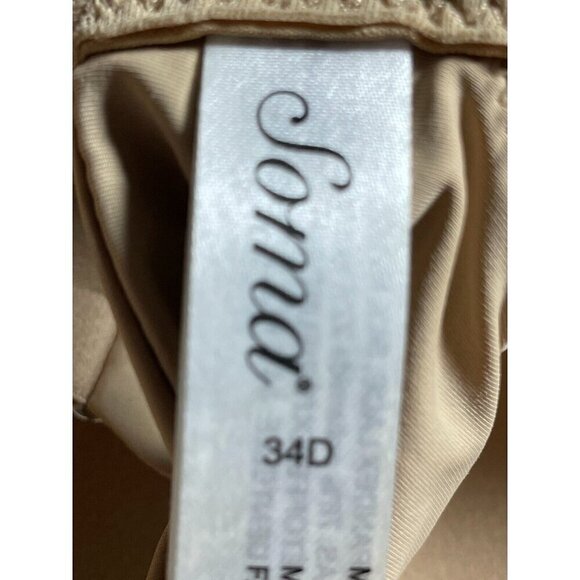 SOMA Nude Tan Memorable FULL COVERAGE Lace Trim Bra Size 34D - Picture 8 of 13